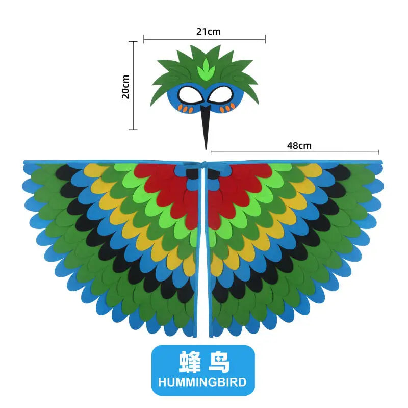 Kids Bird Wings & Mask Costume Set for Stage Play Halloween Cosplay