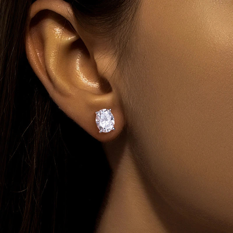 Oval Cut Moissanite Earrings 0.5-2.0ct in Silver with GRA Certificate Wedding Jewelry