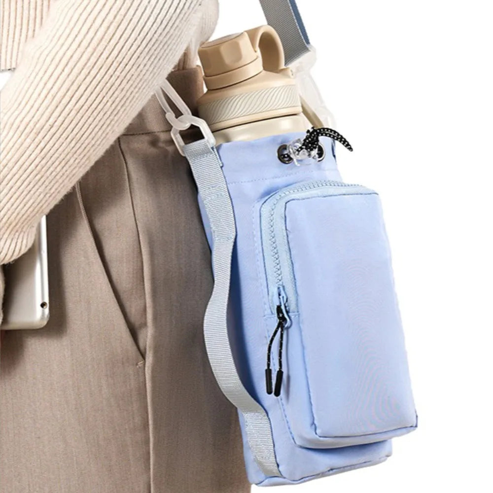Adjustable Water Bottle Holder with Phone Pocket Crossbody Bag for Outdoor Activities