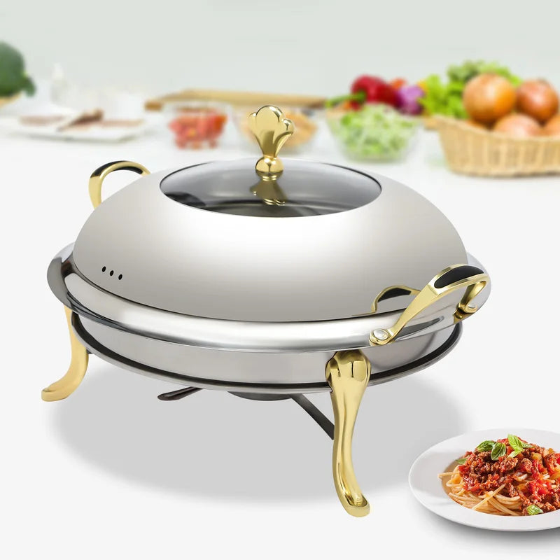 Stainless Steel Food Warmer with Alcohol Burner - 2.5L Buffet Chafing Dish for Catering & Parties