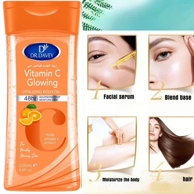 Vitamin C Body Oil - Hydrating Moisturizer for All Skin Types 200ml - 2 Pack
