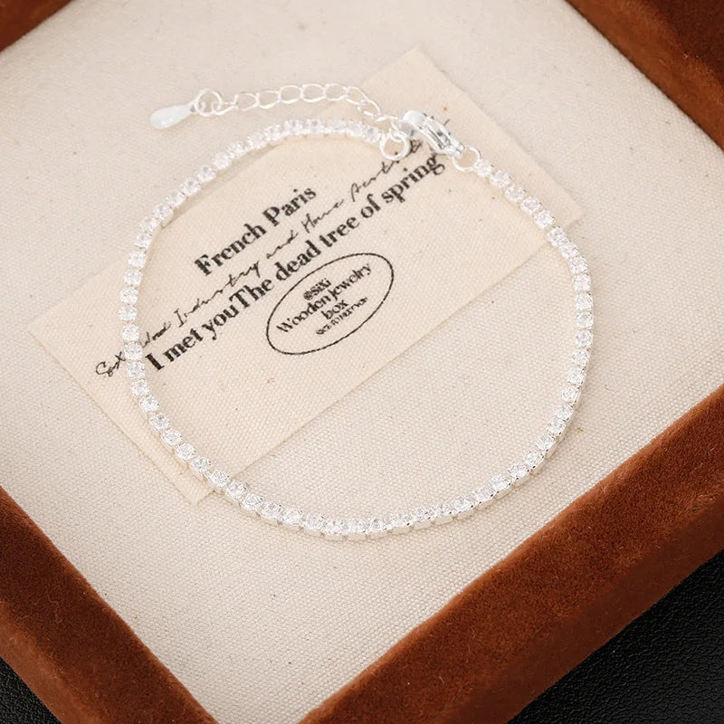 Sterling Silver Zircon Bracelet for Women - Simple Elegant Jewelry Gift