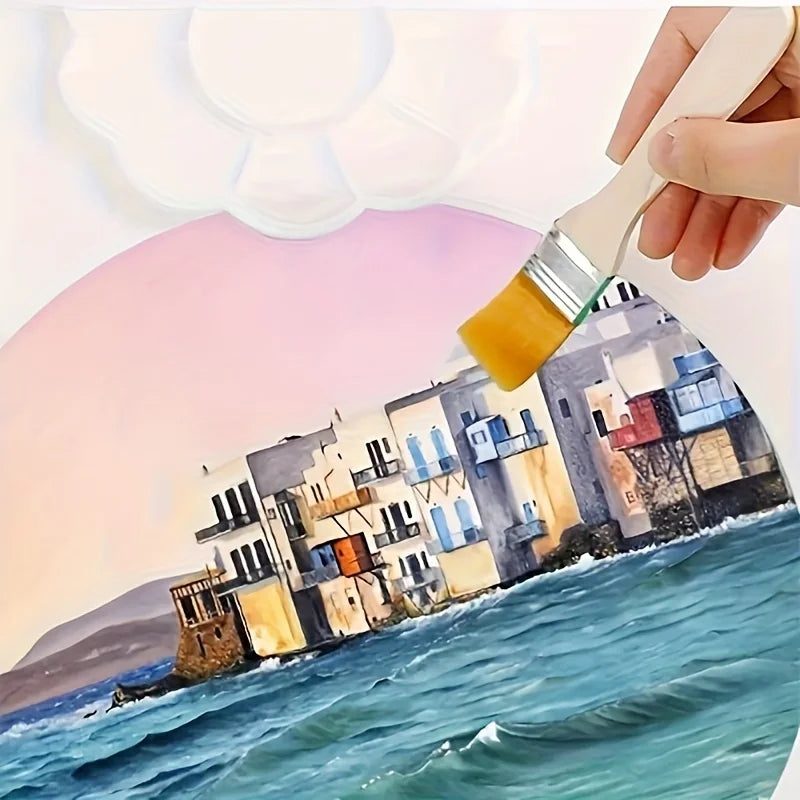 10Pcs Wooden Handle Nylon Bristle Paint Brushes for Oil Painting & Cleaning
