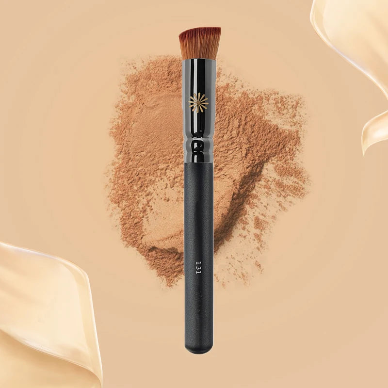 Professional Makeup Brush No. 131 Oblique Flat Foundation Brush Brown Soft Fiber Hair