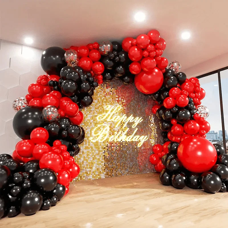 Black and Red Balloon Set Decorations for Weddings and Parties - 117 Pieces