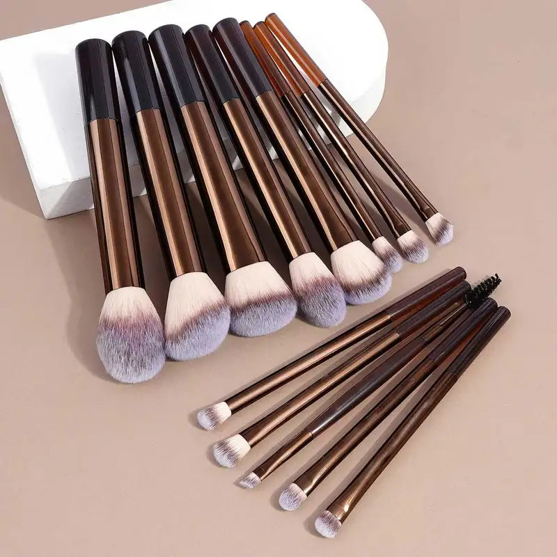13-Piece Makeup Brush Set with Face, Eye, and Blush Brushes - Face Cosmetic Tools