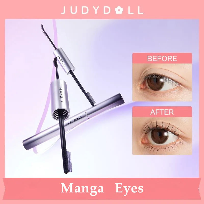 Waterproof Volumizing Curling Mascara with Fiber Brush - Clump-Free 2-in-1 Eyelash Enhancer