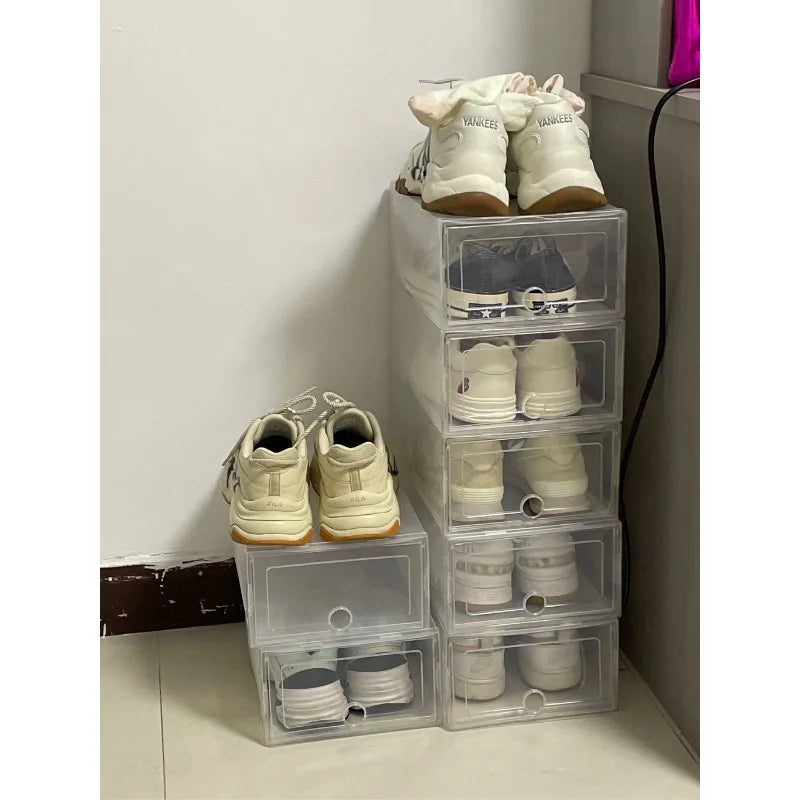 Stackable Transparent Plastic Shoe Storage Boxes - Dustproof & Dustproof Organizer Case