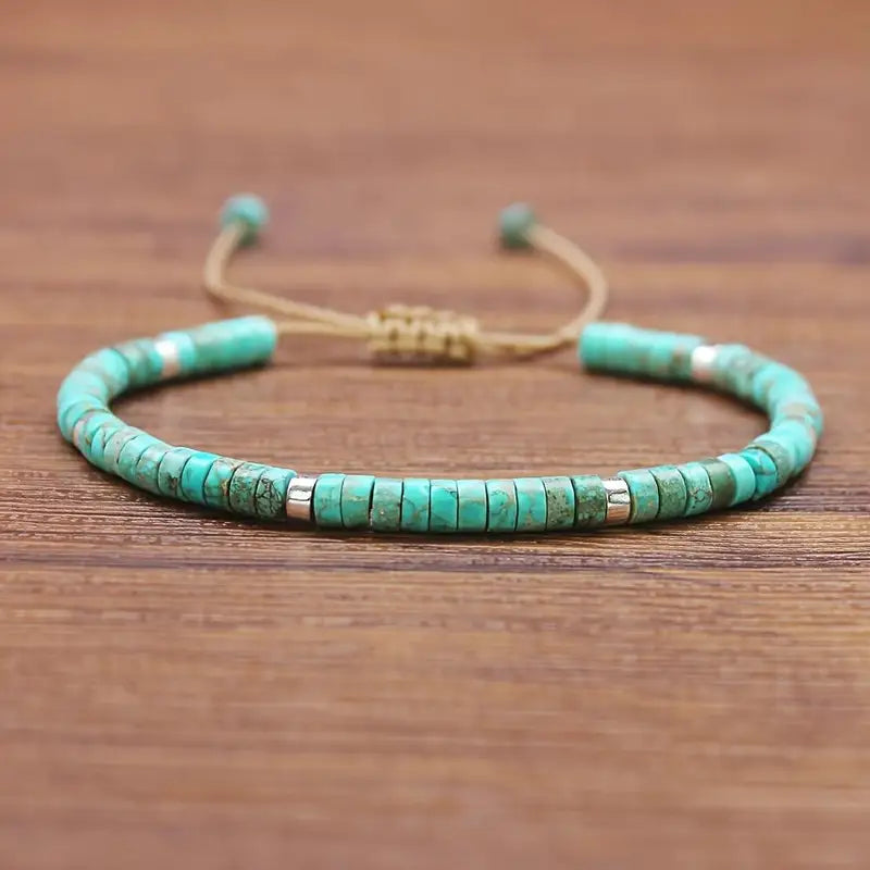 Adjustable Natural Turquoise Beaded Bracelet for Men & Women - Gift & Vacation Accessory