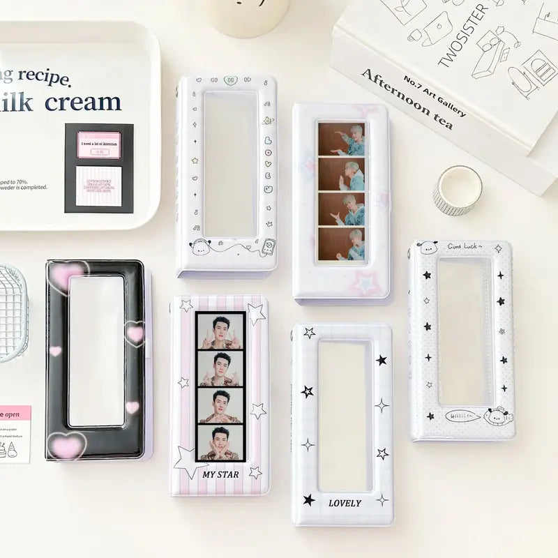 Star Photo Booth Frames - Wedding Album for 2x6 Inch Photo Strips, 18 Pages, 36 Photos, PVC Material