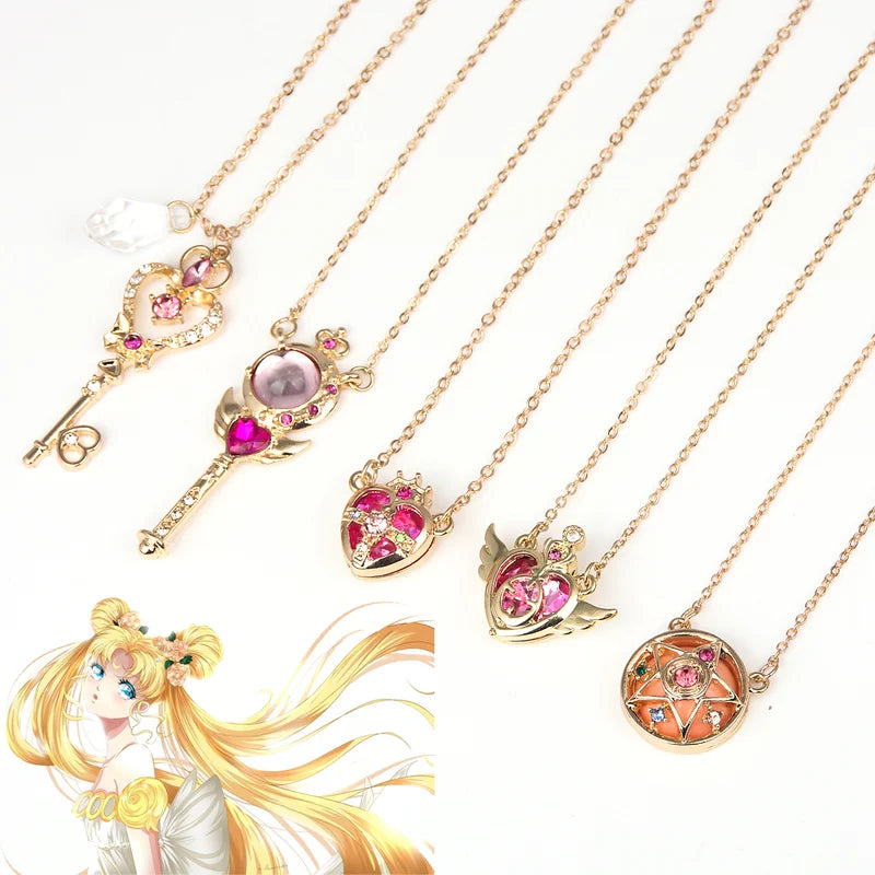 Anime Moon Necklace Set for Women and Girls - Cute Cartoon Enamel Jewelry Gift Collection