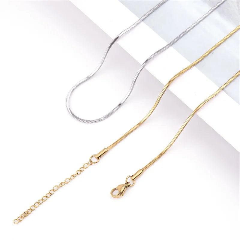 Gold Color Stainless Steel Necklace for Men Hip Hop Square Snake Chain Jewelry