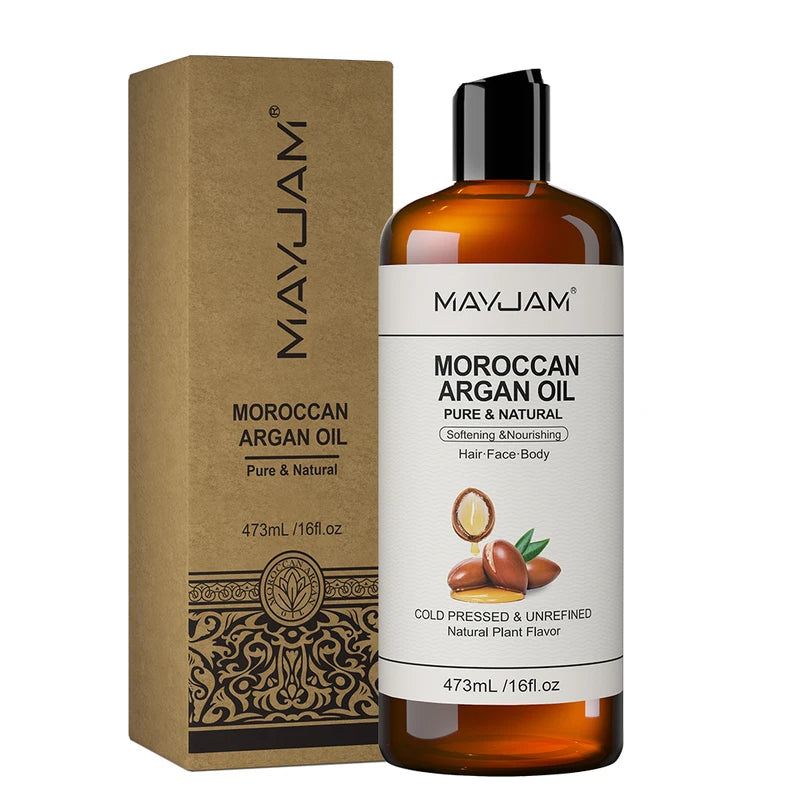 Natural Moroccan Argan Oil for Skin Hair and Body - 473ml Cold Pressed Moisturizer