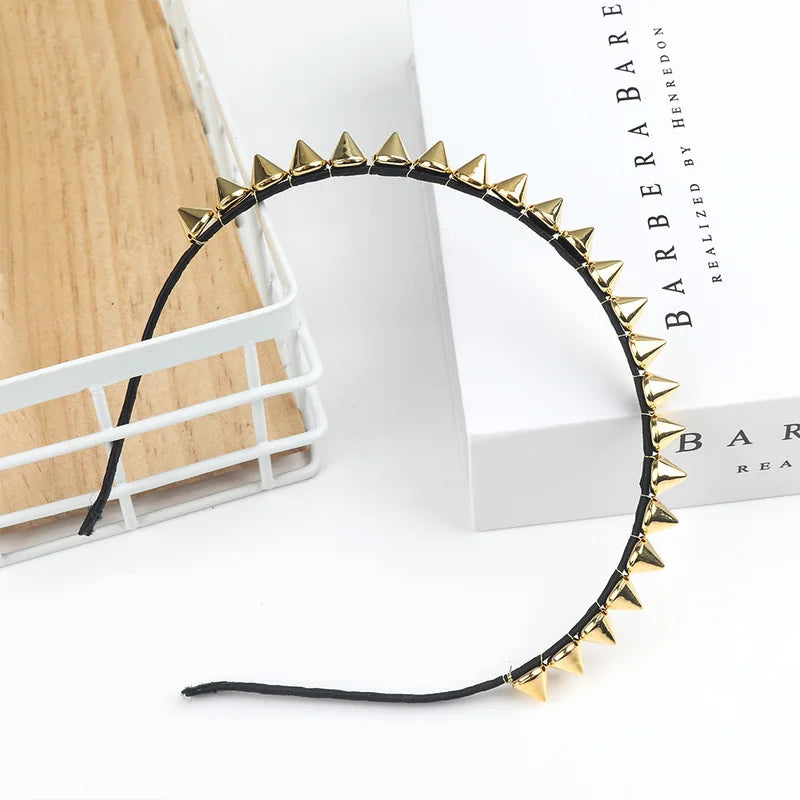 Fashion Punk Metal Headband with Spike Rivets for Women Men Party Accessory
