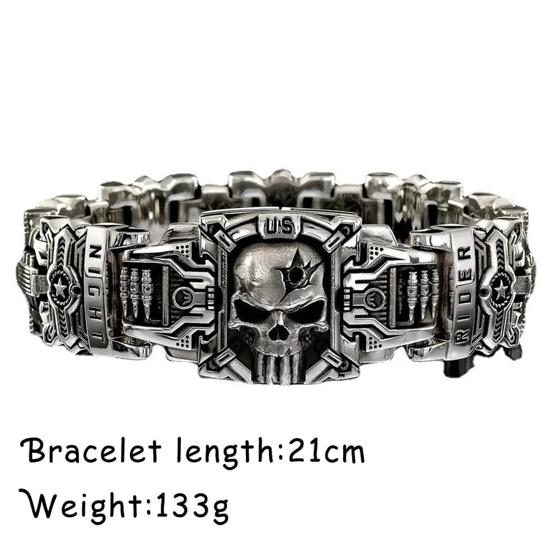 Vintage Skull Bracelet for Men Punk Hip Hop Motorcycle Jewelry Gift