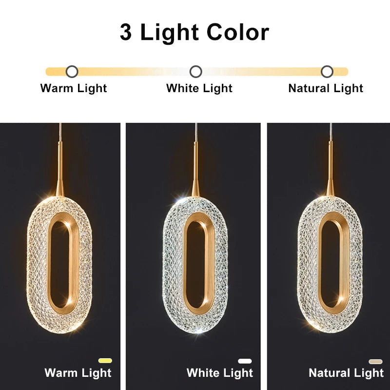 Modern Crystal LED Pendant Light for Indoor Home Decor - Living Room & Bedroom Hanging Lamp