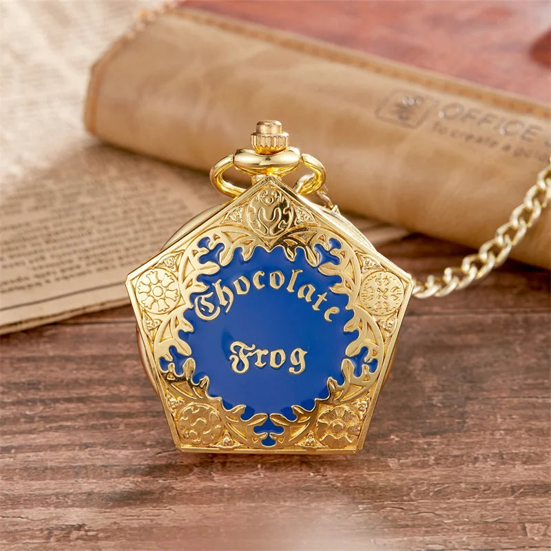 Personalized Fashion College Style Pentagonal Gold Blue Quartz Pendant Watch for Boys & Students
