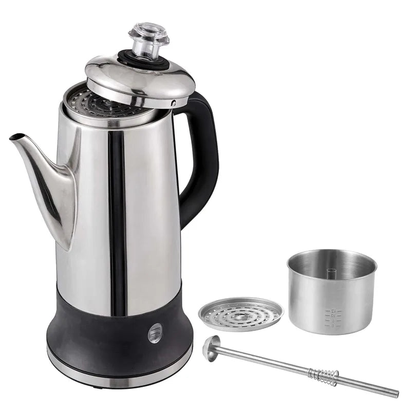 Electric Percolator Coffee Maker 12 Cups Stainless Steel with Keep Warm Function