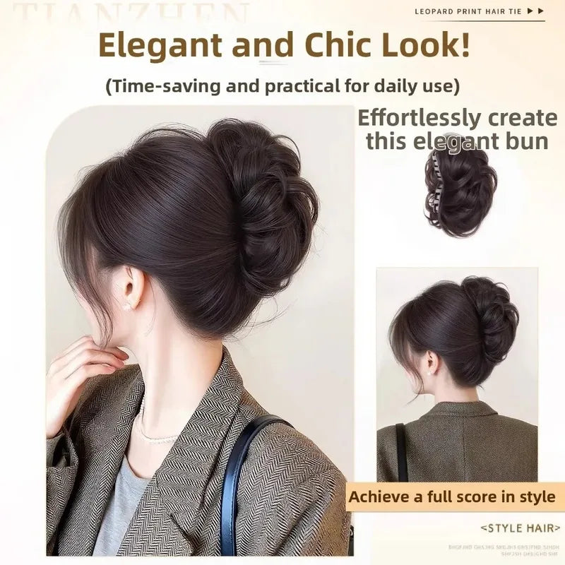 Synthetic Messy Bun Claw Clip Hairpiece for High Ponytail Updo Women Natural Invisible Heat Resistant Fiber