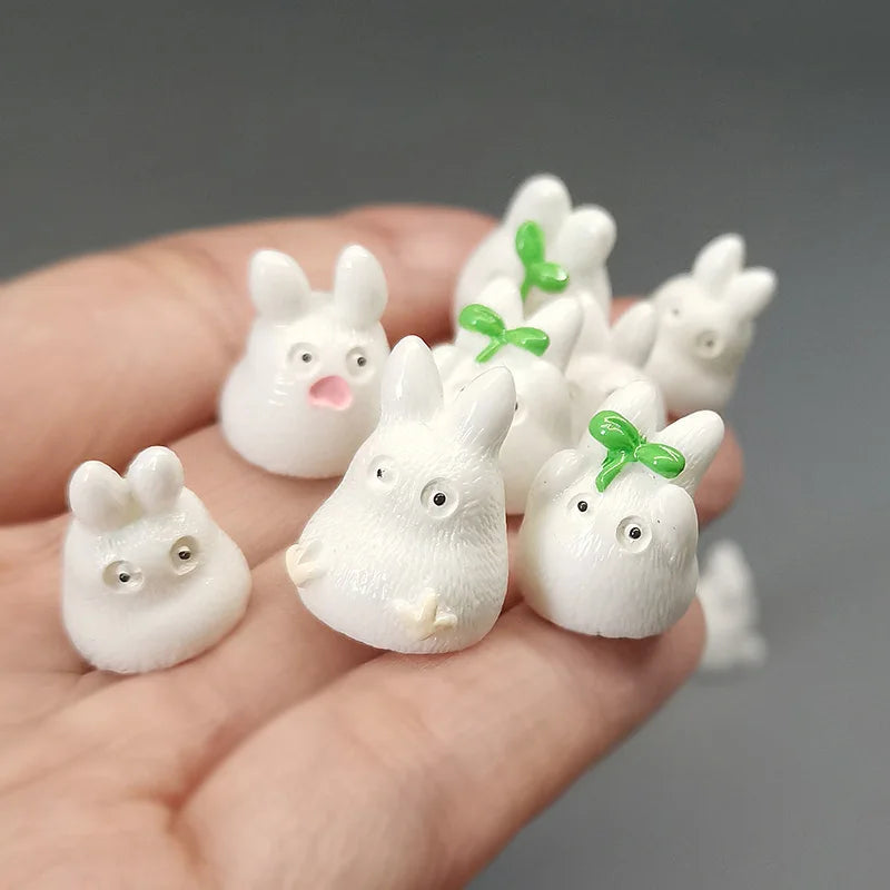 Miniature Luminous Resin Elk & Leaf Fairy Garden Decor Set - DIY Craft Accessories