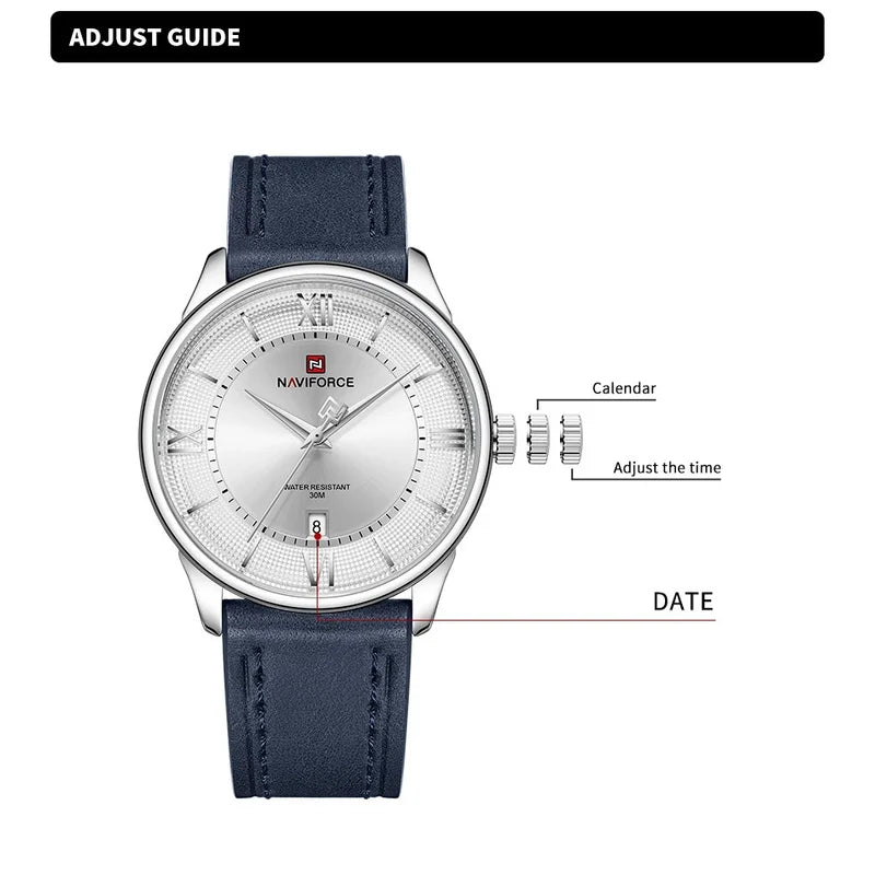 Men's Quartz Waterproof Leather Strap Watch - Business Casual Fashion NF9272L