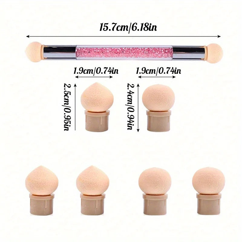 Nail Art Dotting Pen with Gradient Brush & Glitter Powder for Manicure - Multiple Colors