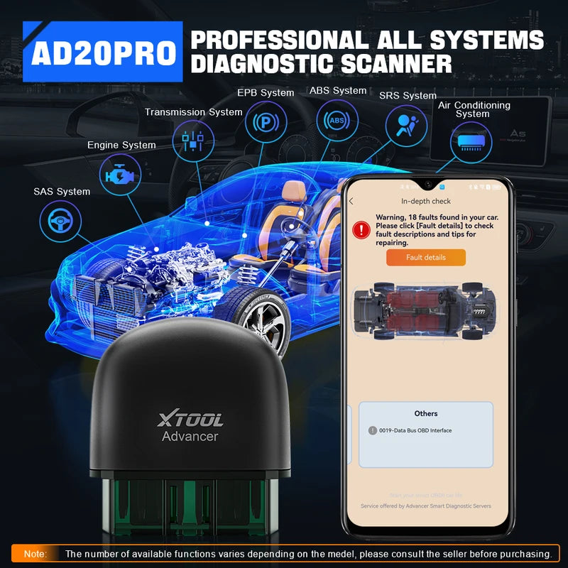 OBD2 Car Diagnostic Scanner Check Engine Light Code Reader for Android & iOS