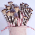 Professional 30-Piece Makeup Brush Set with Bag - Foundation, Concealer, Eye Shadow, Blush & Blending Tools