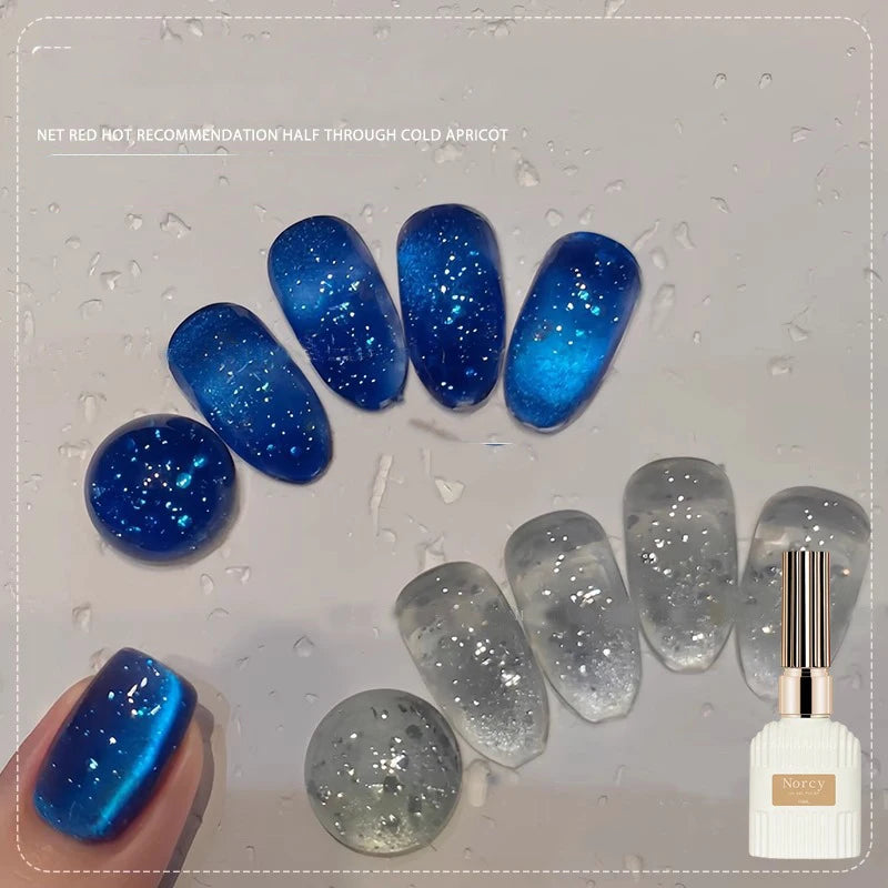 Sparkling Cat Eye Gel Polish with Bubble Effect - UV LED Soak Off Nail Art