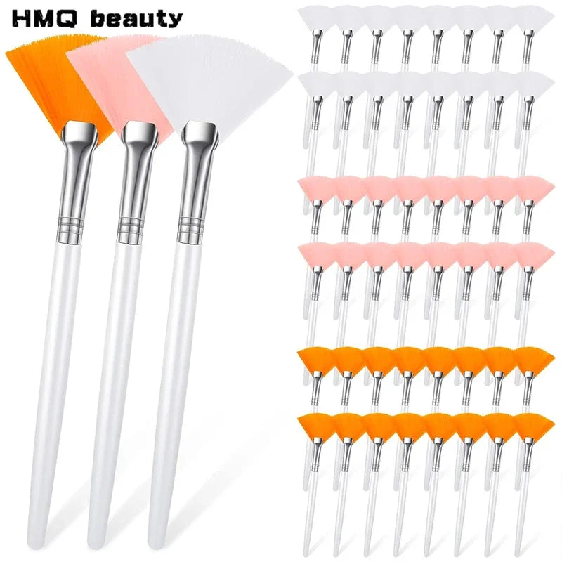 Facial Brush Set - Fan Shape Face Mask Applicators, Soft Cosmetic Tools, 3/6/12 Pcs