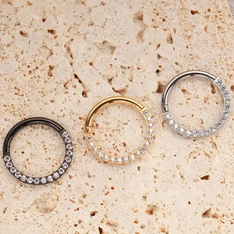 Titanium Nose Ring Septum Clicker Lip Body Piercing Jewelry 16G 18G 20G