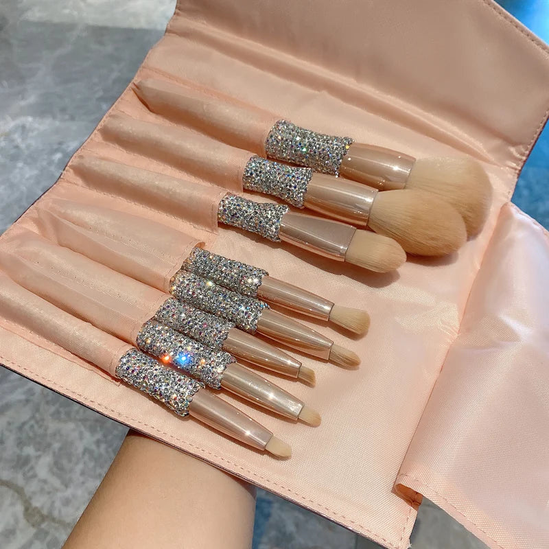 8-Piece Makeup Brush Set with Storage Tube - Blush Foundation Eye Lip Brushes