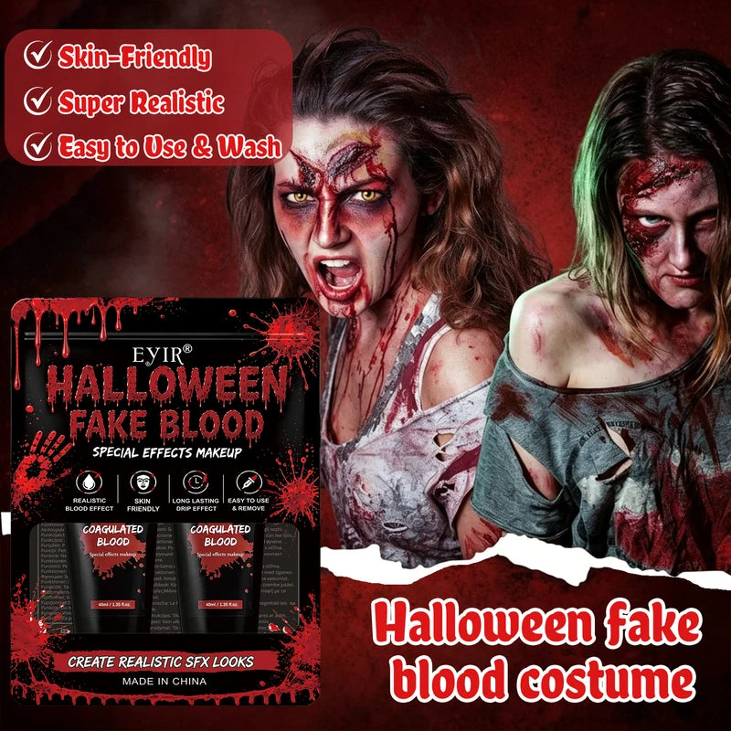 Halloween Fake Blood Gel Set – Realistic Special Effect Blood for Costume Makeup, Zombies, Vampires, Horror Scenes