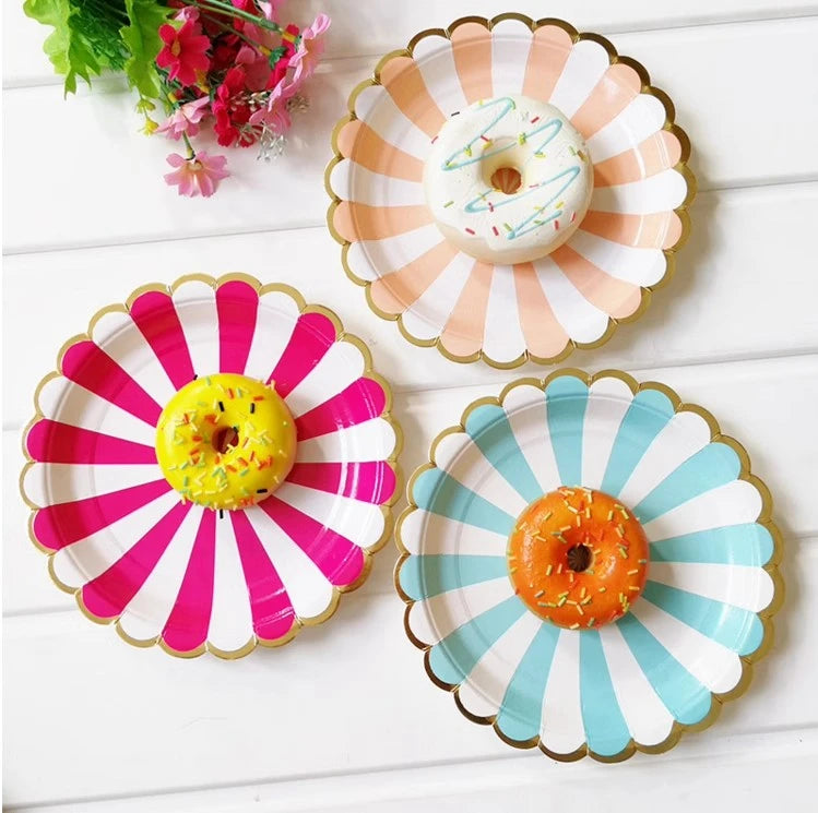 Disposable Party Paper Plates & Cups Set for Celebrations - Multiple Colors