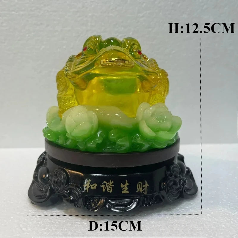 Resin Treasure Golden Toad Sculpture Home Decor Wealth Attracting Ornament