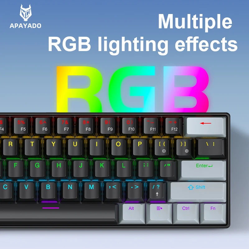 Mini Wired Gaming Mechanical Keyboard 61 Keys RGB Backlit Compact for PC Laptop