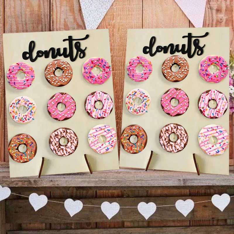 Wooden Donut Stand Wall Decor for Weddings and Parties - Dessert Display