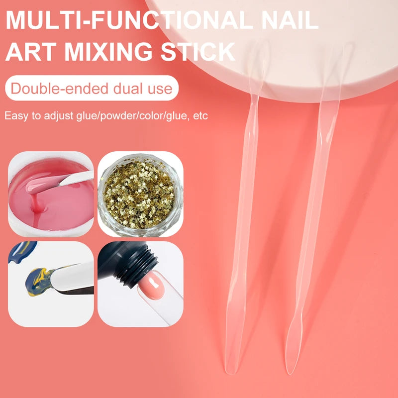 Dual-Ended Nail Art Mixing Stick Flexible Silicone Nail Tool Set
