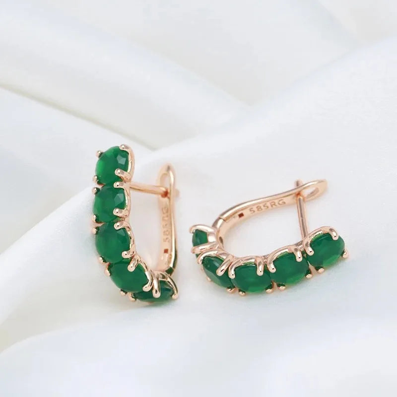14K Gold Ring for Women Emerald and Diamond Jewelry Wedding Band