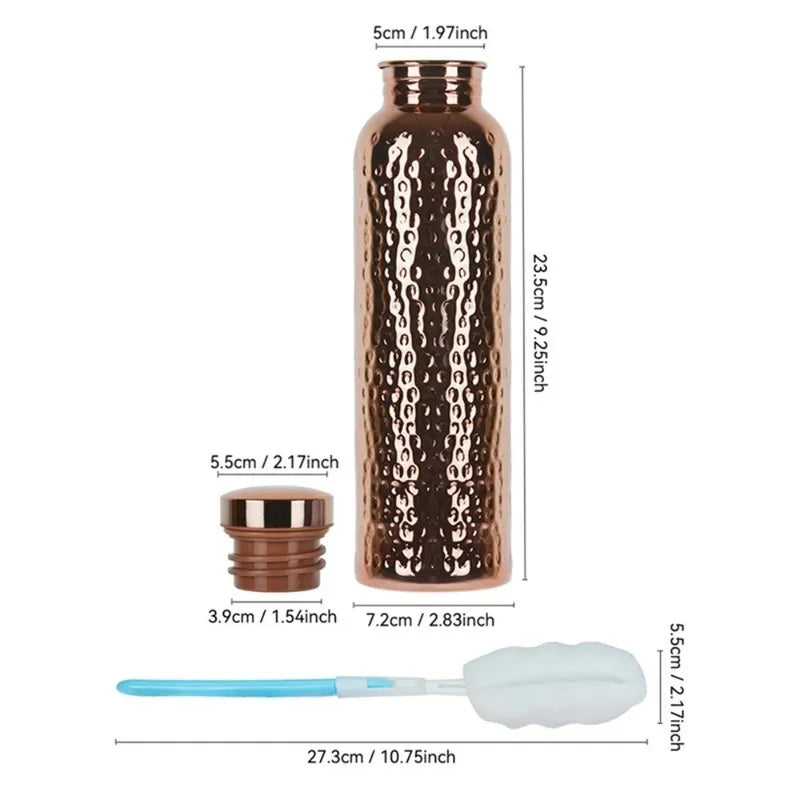 800ML Copper Water Bottle with Anti-Slip Silicone Base Thermal Insulation Leakproof Sports Bottle