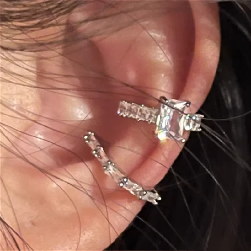 Women No Piercing Crystal Ear Cuff - Zircon Fake Cartilage Clip Earring