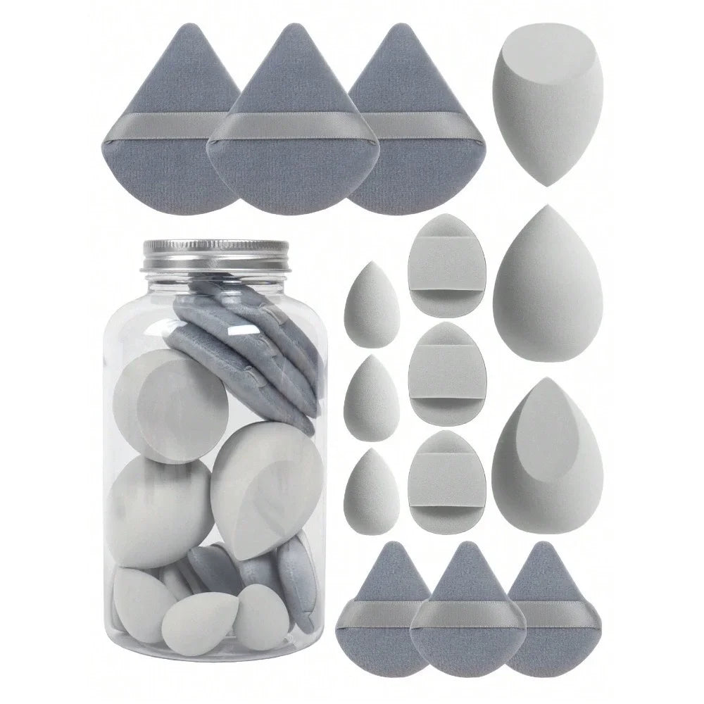 12/15Pcs Makeup Sponge Set with Blenders and Powder Puffs - Multiple Colors