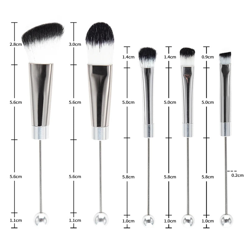 DIY Makeup Brush Set with Metal Handles - Multi-functional Powder Eye Shadow Blusher Brushes for Girls