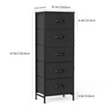 5-Drawer Fabric Storage Cabinet with Wooden Top - Tall Closet Organizer