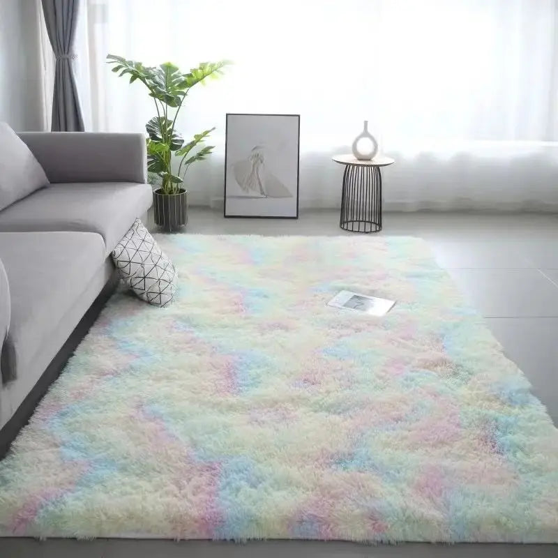 Children's Room Non-Slip Washable Tie-Dye Rug - Machine Washable Carpet Mat for Living Room & Bedroom