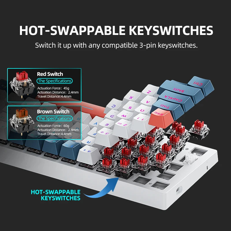 Mini Mechanical Gaming Keyboard 60% Wired RGB Backlit Hot-Swappable Switches