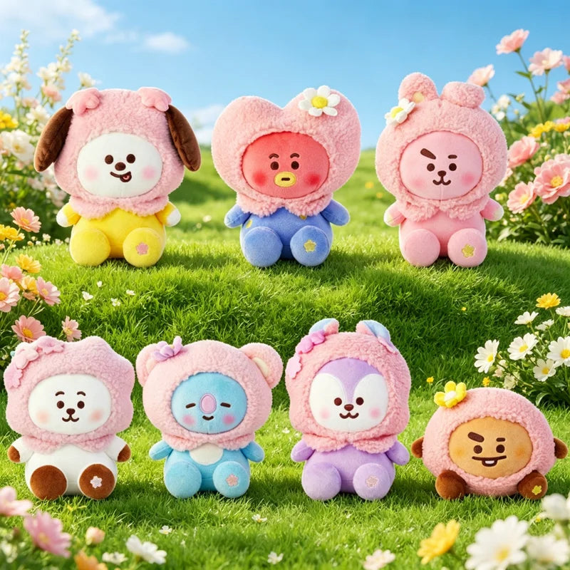 BT21 Cherry Blossom Series Keychain - Cute Cartoon Toy Pendant for Backpack Phone Bag Decor Fans Gift