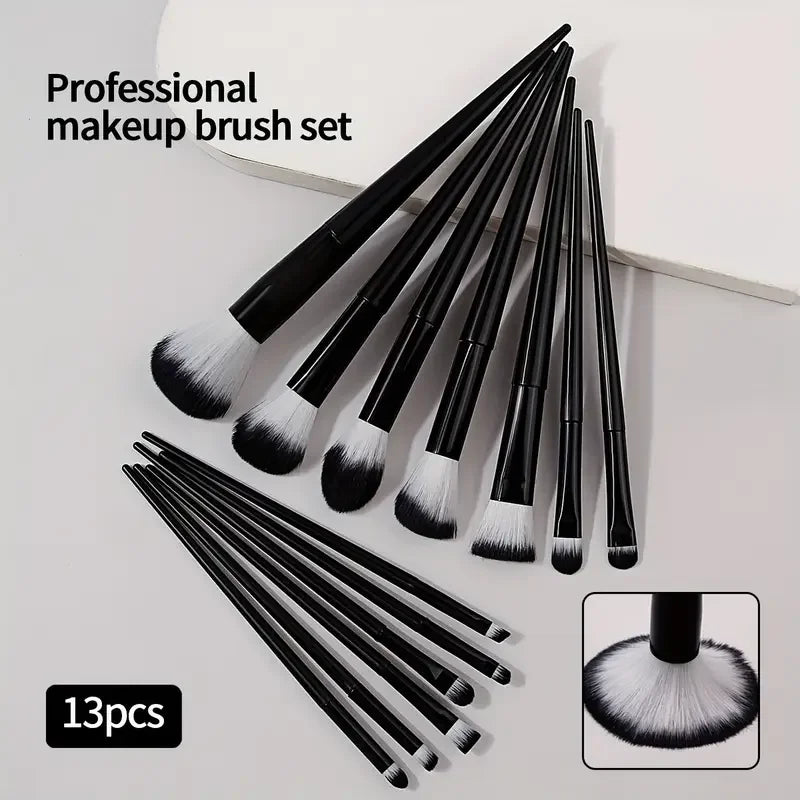 13-Piece Makeup Brush Set with Soft Fluffy Bristles - Includes Eye Shadow, Foundation, Blush & Concealer Brushes