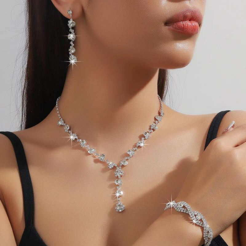 Elegant Sunflower Jewelry Set Necklace Earrings Bracelet for Wedding Party
