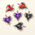 10pcs Enamel Steampunk Gothic Cross Heart Charms for Jewelry DIY Necklace & Earring Making